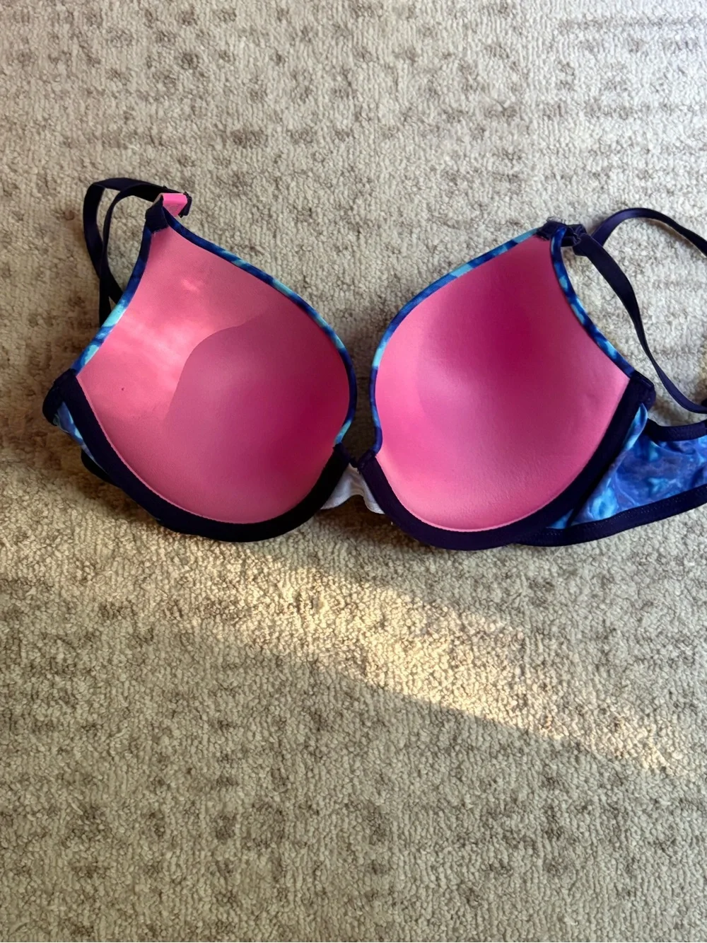 PINK Victoria's Secret Blue Tie-Dye Push-Up Bra